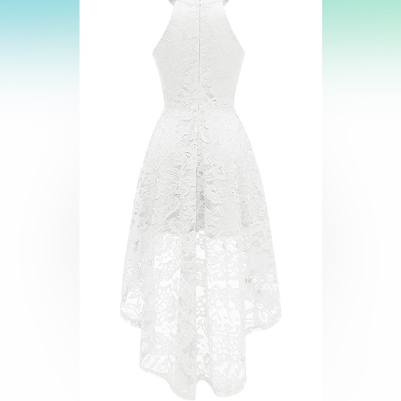 Women's Halter Floral Lace Cocktail Party Dress Hi-Lo Dress Size Medium - Picture 4 of 5